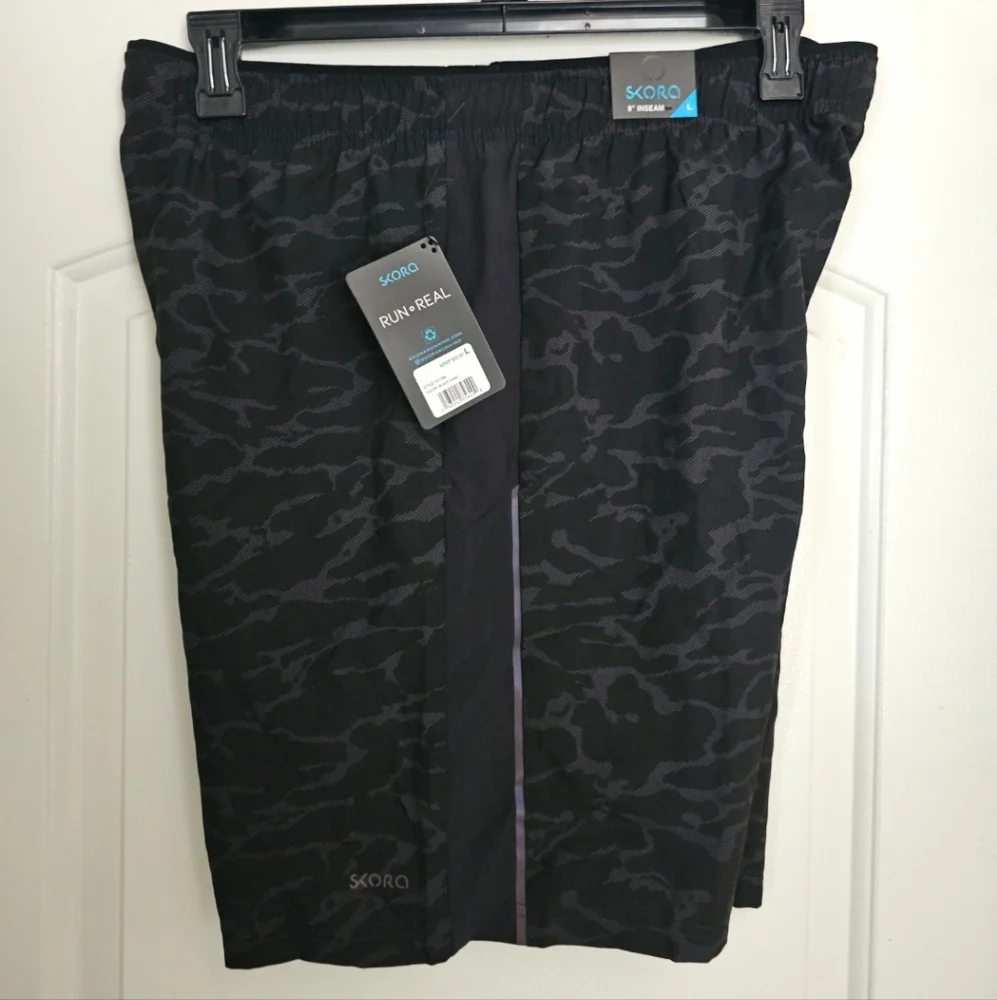 Men's Balance Collection Athletic Shorts Camouflage Embossed Black Large